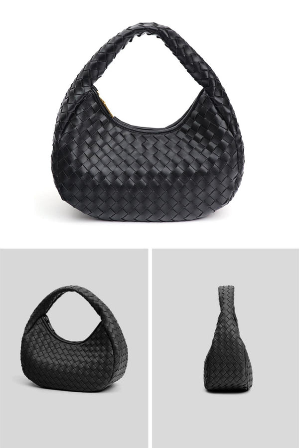 Braided Shoulder Bag In Black