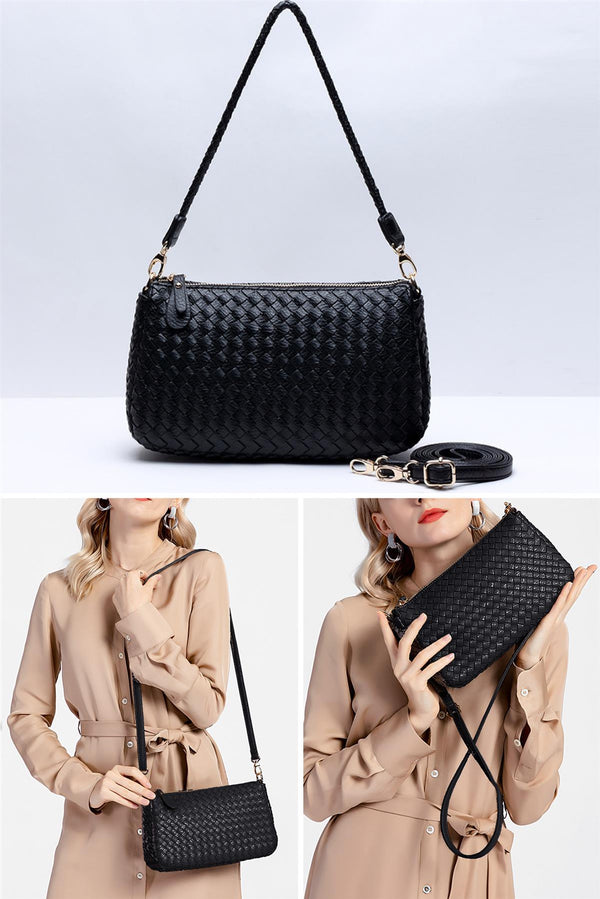 Braided Shoulder - Handbag In Black