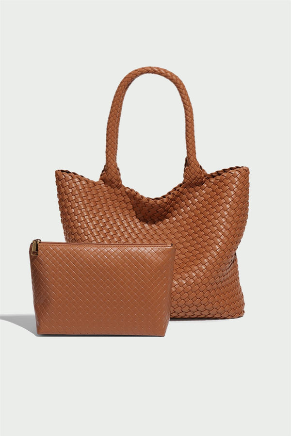 Braided Tote Bag In Tan