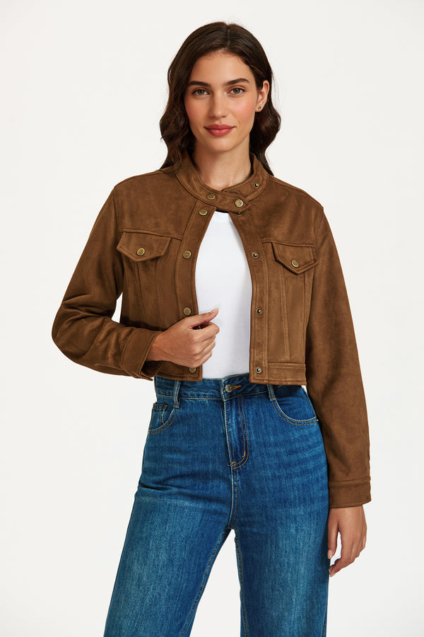 Faux leather Jacket In Camel