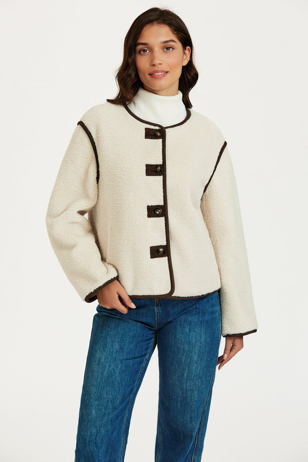 Faux Shearling Jacket In Cream