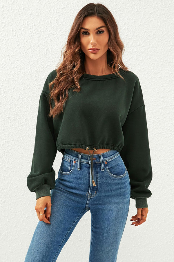 Perfectly Oversized-Kurzsweatshirt in Dunkelgrün 