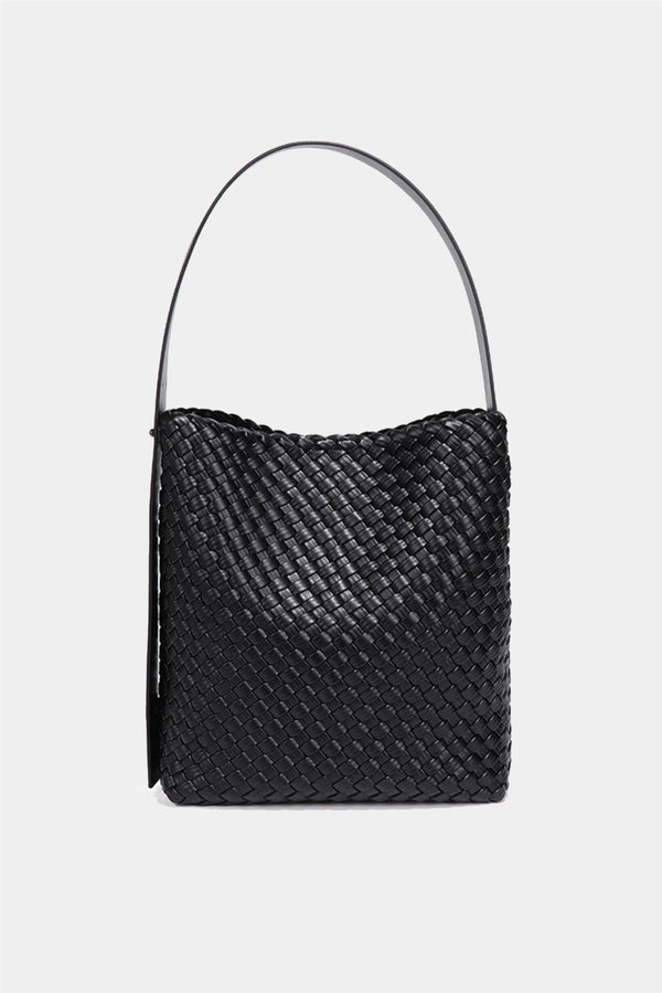 Braided Shoulder Handbag In Black