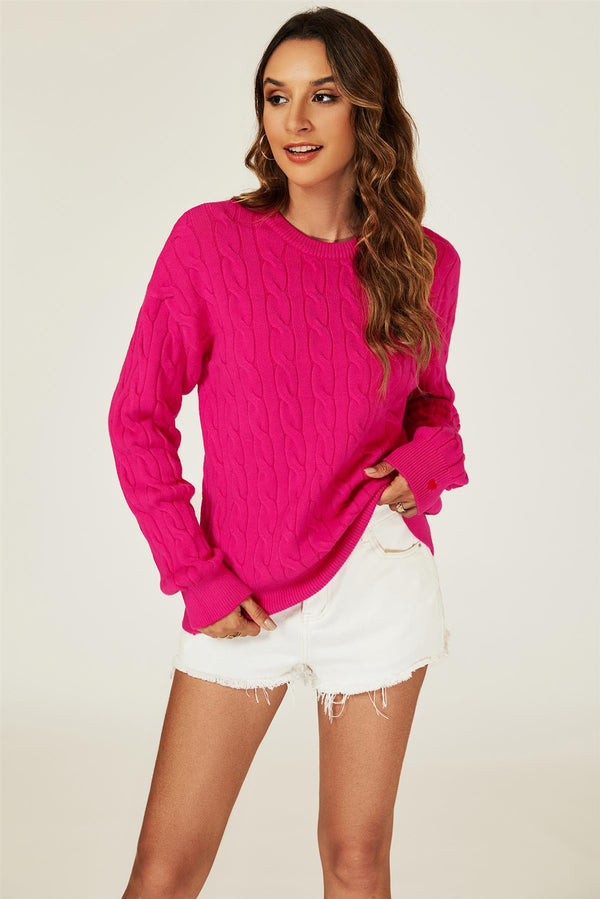 Heart Embroidery Jumper Top In Dark Fuchsia