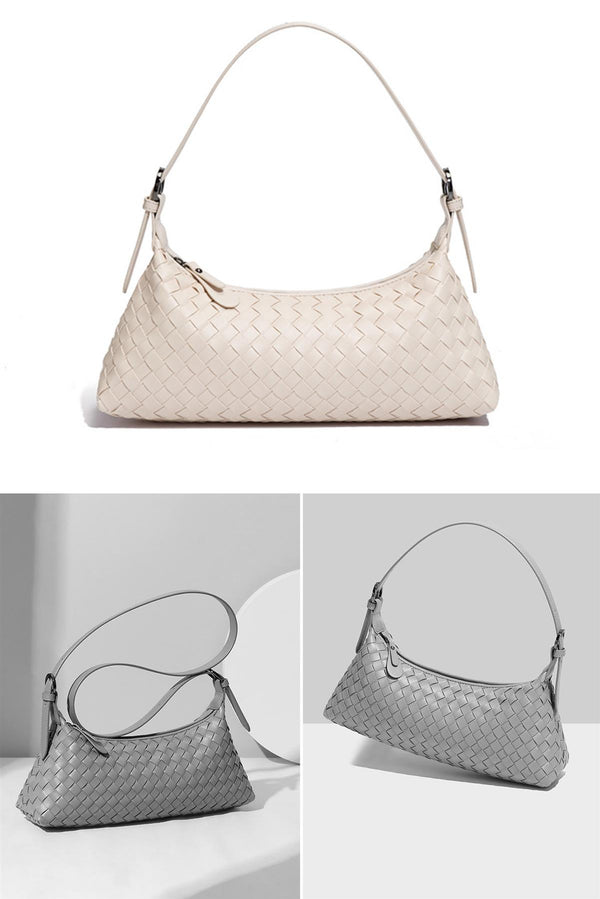 Braided Shoulder - Handbag In Off White